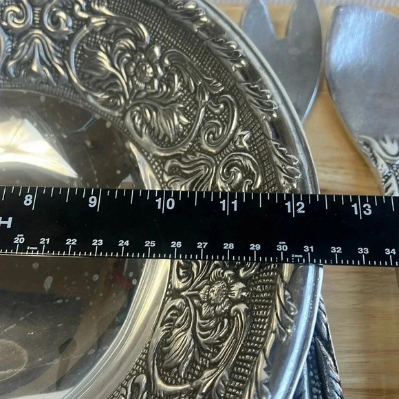 Wilton Armetale VTG Salad Bowl and Serving Utensils Holloware Pewter Heavy - Picture 3 of 9